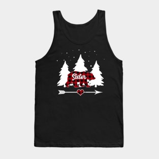 Sister Bear Buffalo Plaid Christmas Matching Family Pajama Tank Top